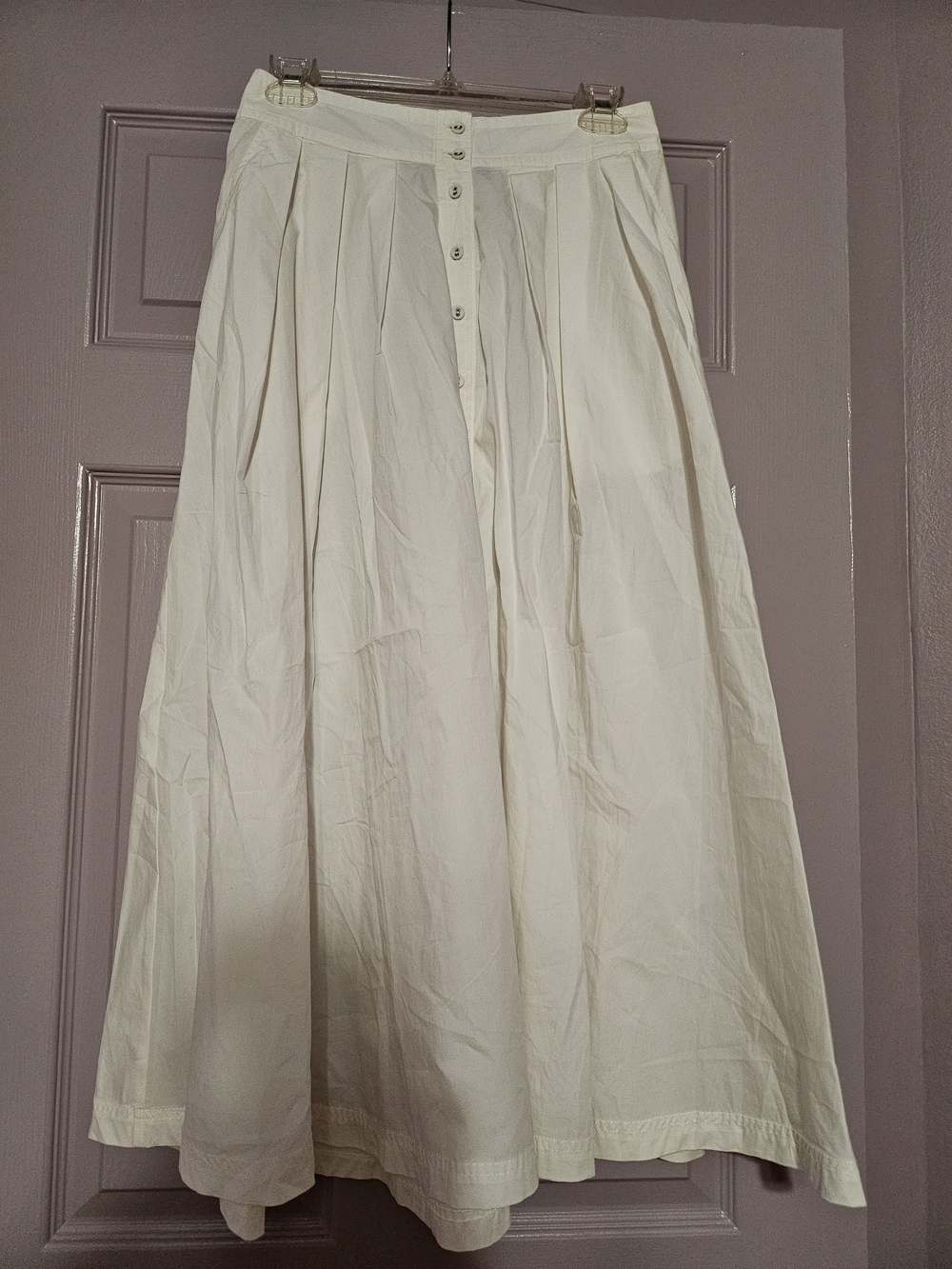 White Cotton Poplin Button-Down Maxi Skirt Nwt